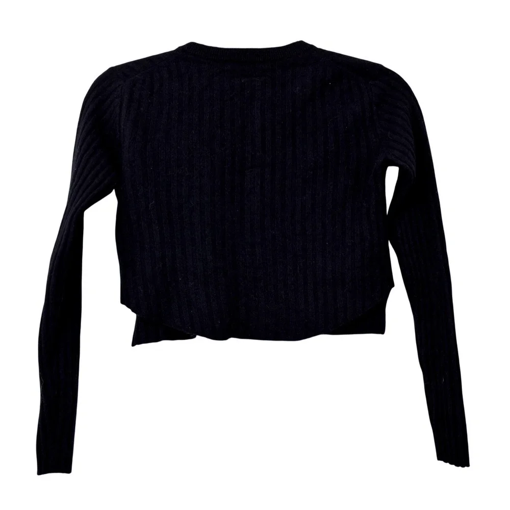Babaton Women‎ Black Wool Blend Ribbed Knit Cropped Sweater WLV1-3493-46 Size S